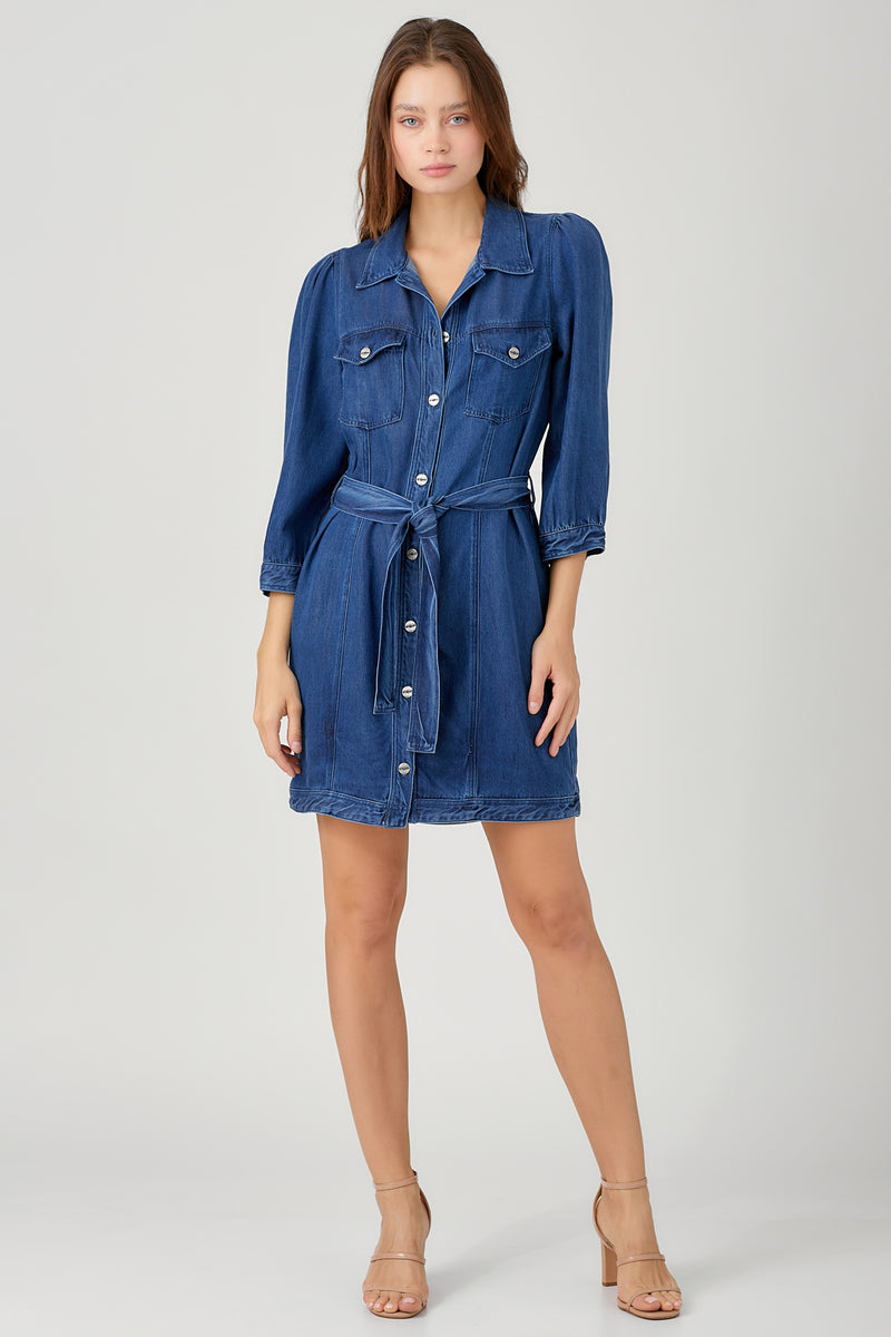 Buy HI-FASHION Embroidered Collared Denim Knee Length Dress For Women/Girls  Blue_S at Amazon.in